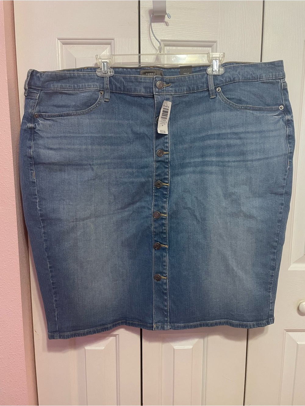 torrid Medium Blue Button-Front Denim Pencil Skirt